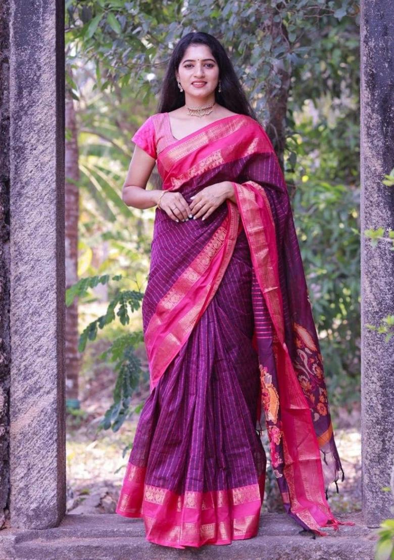 Multicolor Printed Silk Blend Saree Set - Indya