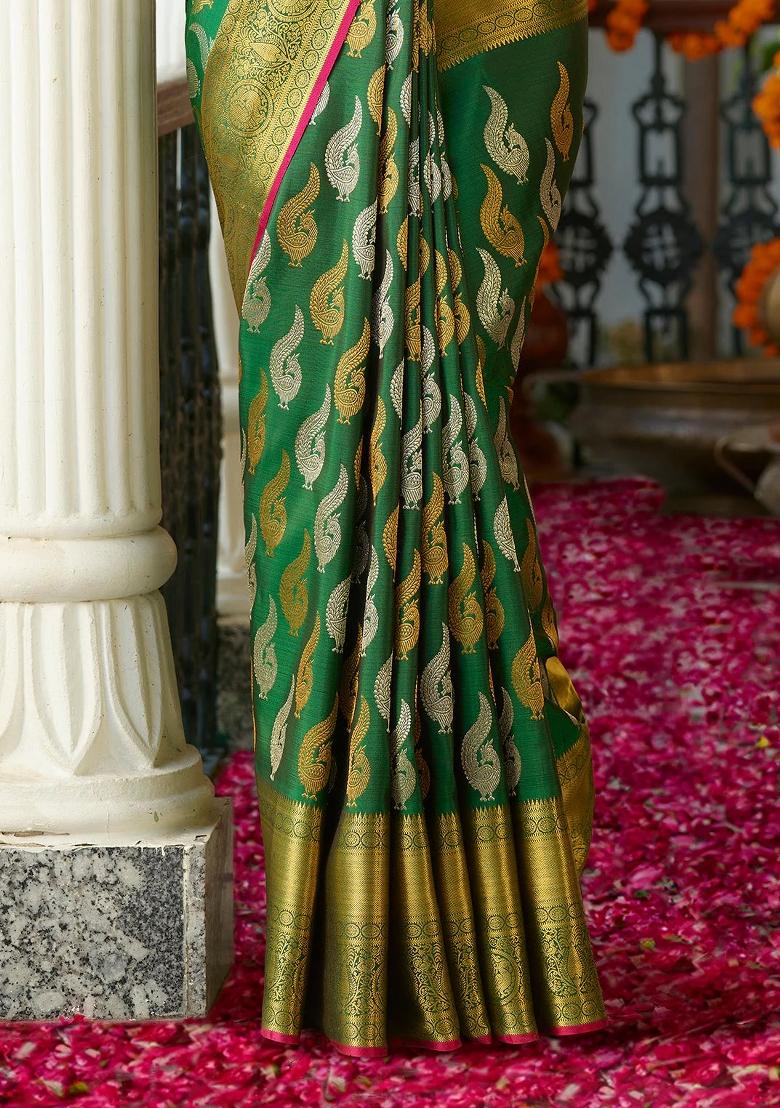 Multicolor Printed Silk Blend Saree Set - Indya