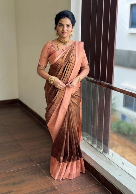 Multicolor Printed Silk Saree Set