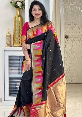 Multicolor Printed Silk Blend Saree Set