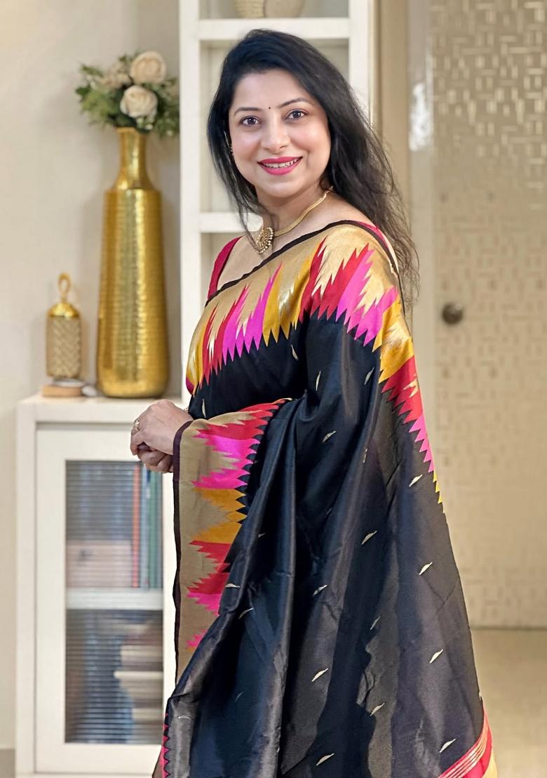 Multicolor Printed Silk Blend Saree Set - Indya