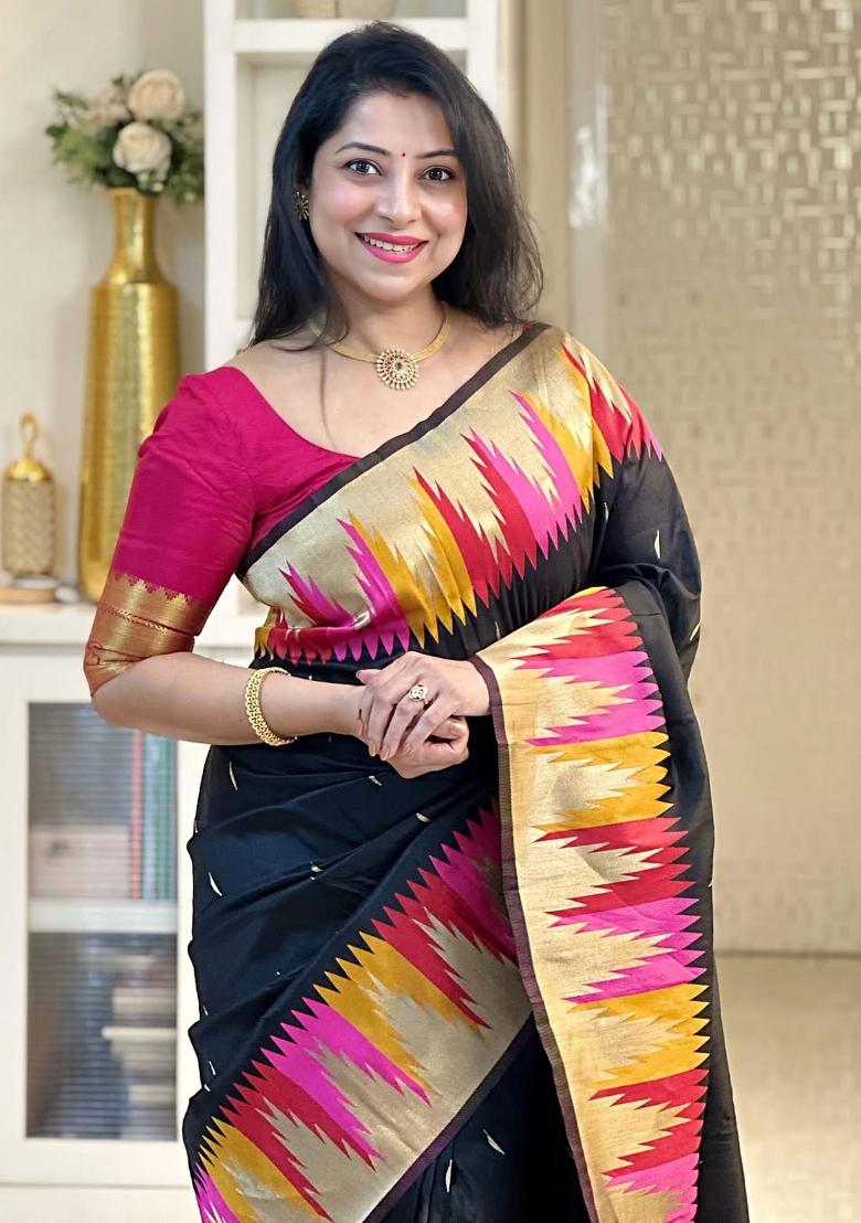 Multicolor Printed Silk Blend Saree Set - Indya