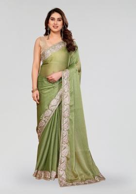 Pista Embroidered Pc Sitara Saree Set