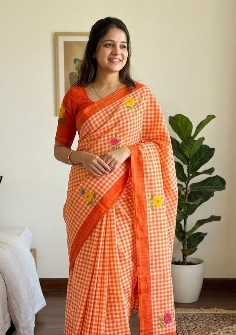 Fenta Printed Cotton Saree Set - Indya