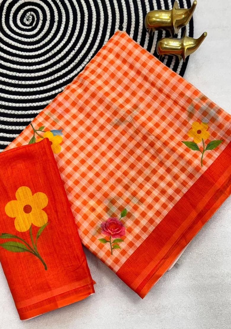 Fenta Printed Cotton Saree Set - Indya
