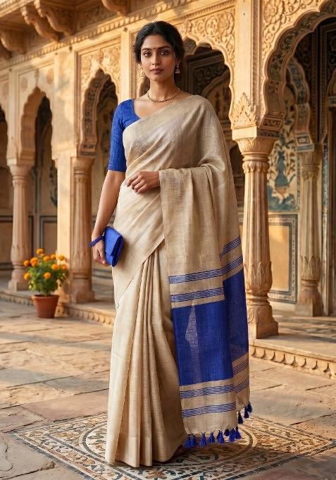 Violet Jacquard Silk Saree Set