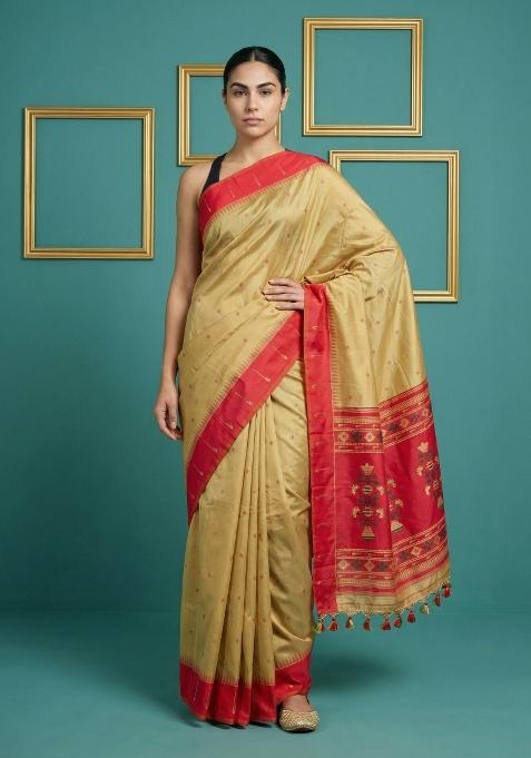 Red Zari Work Silk Saree Set