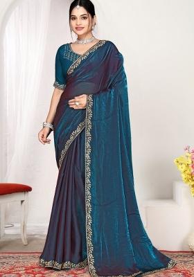 Morpeach Zircon Work Silk Blend Saree Set