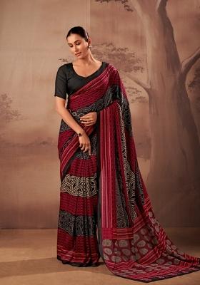 Multicolor Printed Cotton Saree Set