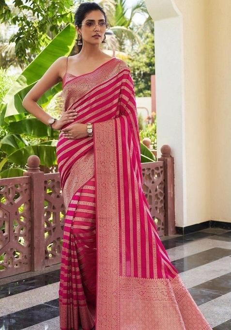 Gajari Jacquard Silk Saree Set