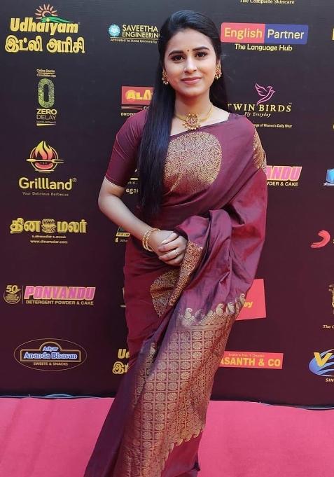 Maroon Jacquard Silk Blend Saree Set