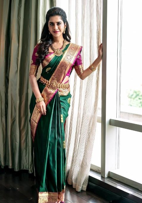 White Jacquard Silk Saree Set