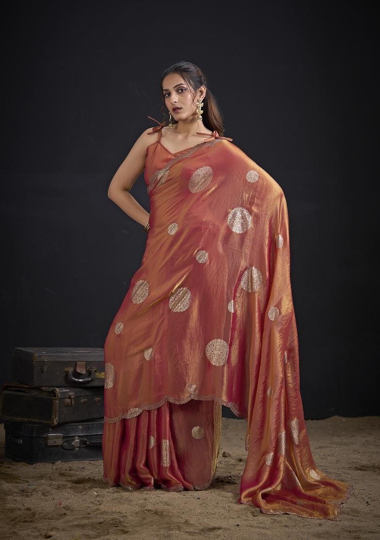 Fanta Hand Work Silk Blend Saree Set - Indya