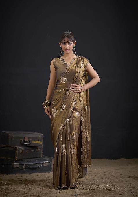 Mouse Hand Work Silk Saree Set