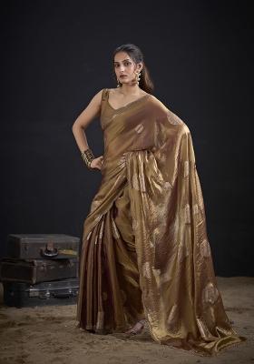 Chiku Hand Work Silk Blend Saree Set