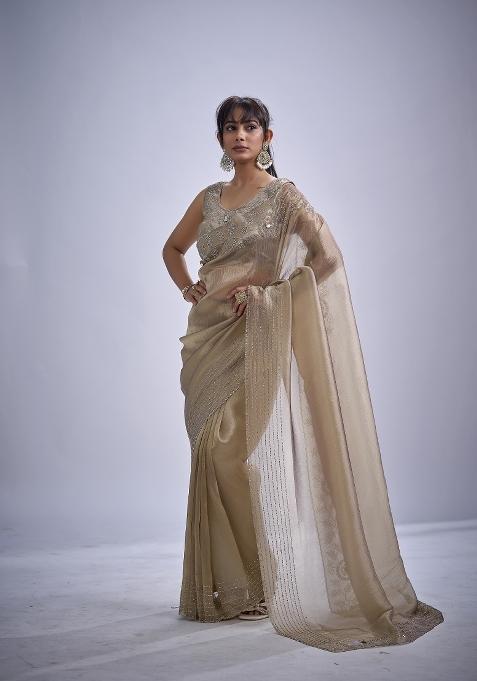 Mouse Hand Work Silk Saree Set