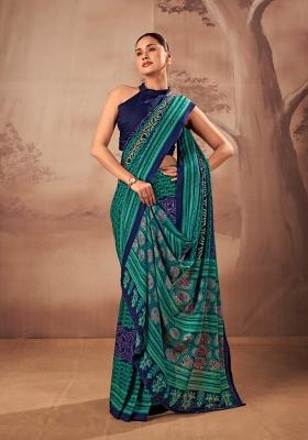 Firozi Printed Cotton Saree Set