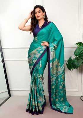 Firozi Printed Silk Saree Set