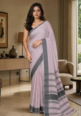 Alabaster Woven Design Cotton Saree Set