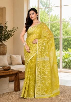 Straw Woven Design Cotton Saree Set