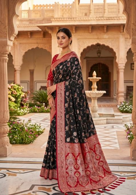 Black Zari Work Banarasi Saree Set
