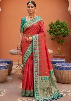 Pink Zari Work Banarasi Saree Set