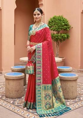 Pink Zari Work Banarasi Saree Set
