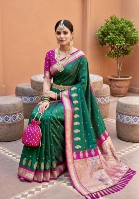 Sea Green Zari Work Banarasi Saree Set