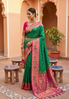 Sea Green Zari Work Banarasi Saree Set