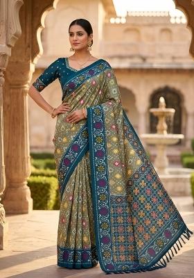 Green Zari Work Silk Saree Set
