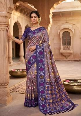 Onion Pink Zari Work Silk Saree Set