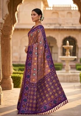 Onion Pink Zari Work Silk Saree Set