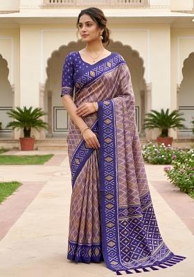 Onion Pink Zari Work Silk Saree Set