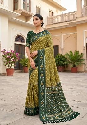 Green Zari Work Silk Saree Set