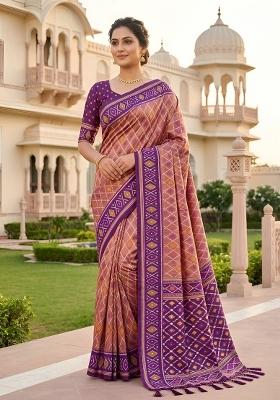 Onion Pink Zari Work Silk Saree Set