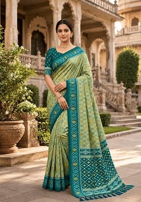Green Zari Work Silk Saree Set