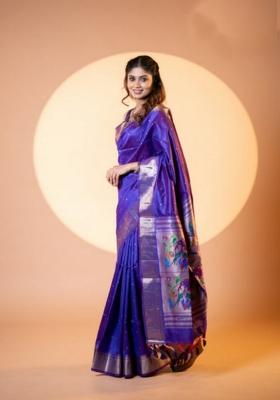Royal Blue Handloom Silk Saree Set