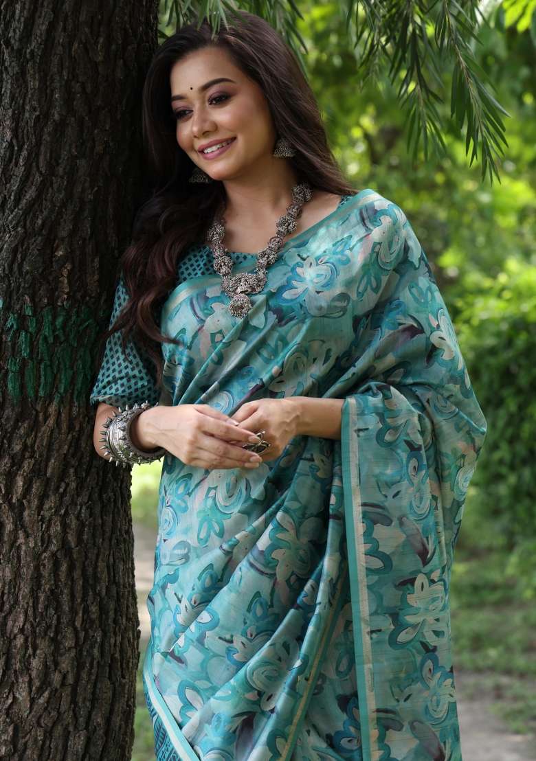 Multicolor Handloom Silk Saree Set for Diwali | Wedding & Festive Wear - Indya