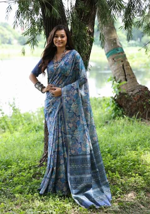 Multicolor Handloom Silk Saree Set for Diwali | Wedding & Festive Wear