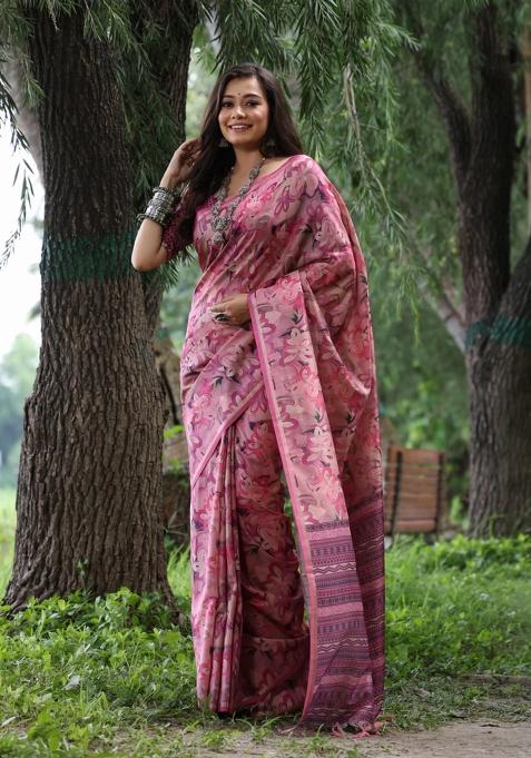 Multicolor Handloom Cotton Saree Set