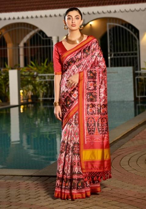 Multicolor Handloom Silk Saree Set