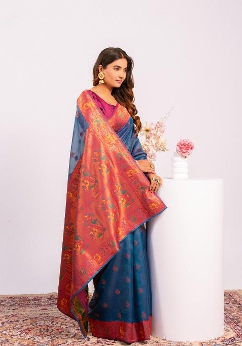 Rama Handloom Silk Saree Set