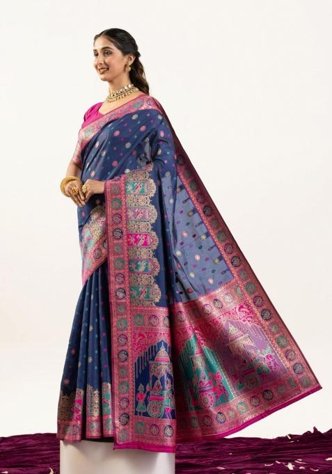 Red Handloom Silk Saree Set