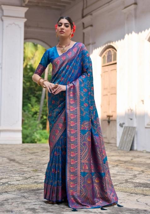 Firozi Handloom Silk Saree Set