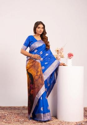Royal Blue Handloom Silk Saree Set