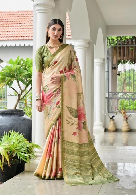 Multicolor Handloom Silk Saree Set