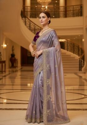 Lavender Silk Saree Set