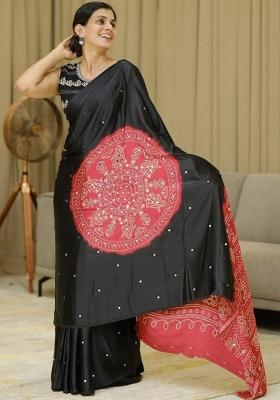 Black Silk Saree Set