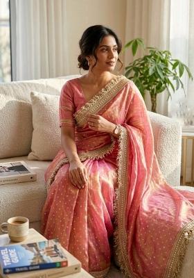 Peach Silk Saree Set