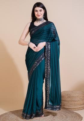 Rama Embroidery Silk Saree Set